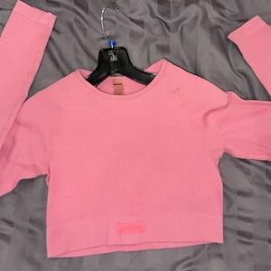 Women's Pink Crop Long Sleeve